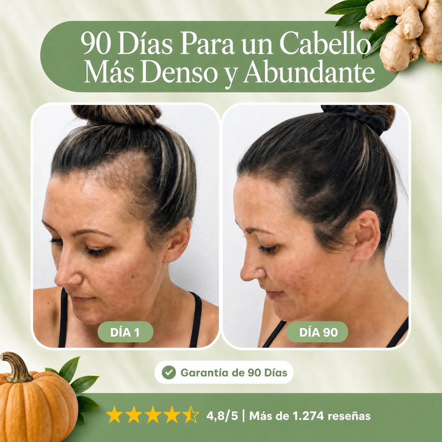 Menos caída del cabello en 26 días o menos